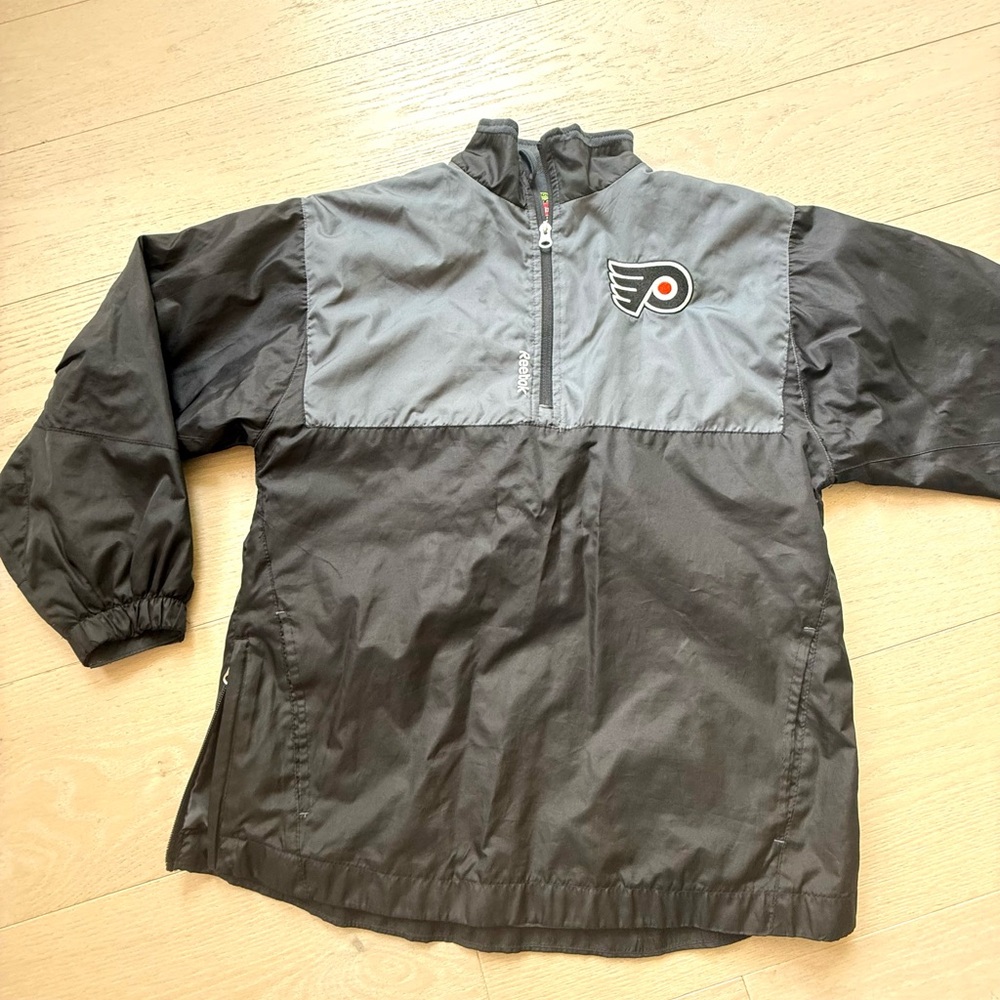 Reebok Black and Gray Raincoat Lightweight Water-Resistant